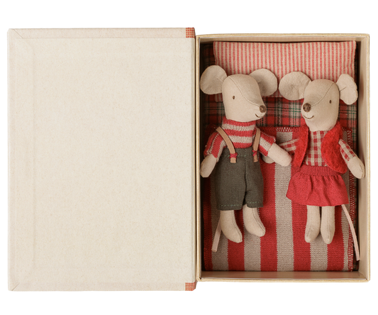 Christmas twin mice, Little sister and brother in book