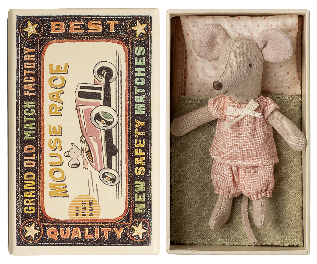 Little sister mouse in matchbox